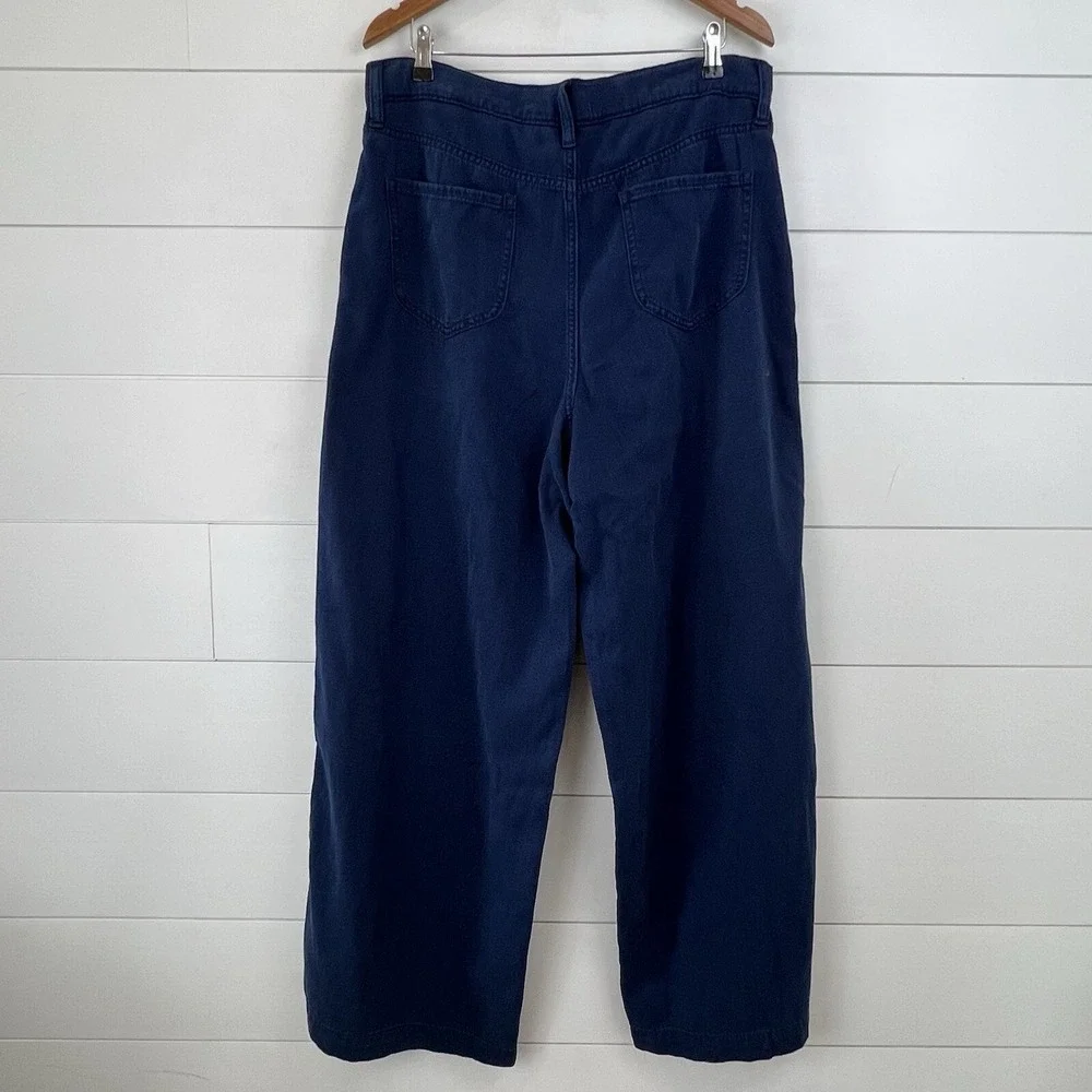 NWT Banana Republic‎ Wide Leg Jean Women 32 Navy Blue High Rise Patch Pocket
